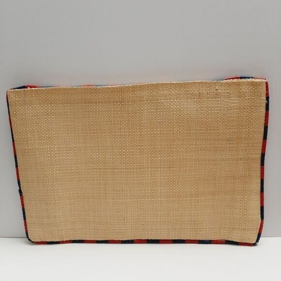 RALPH LAUREN 100% Raffia Envelope Boho Purse Beaded Edge Bag Natural - Picture 7 of 14